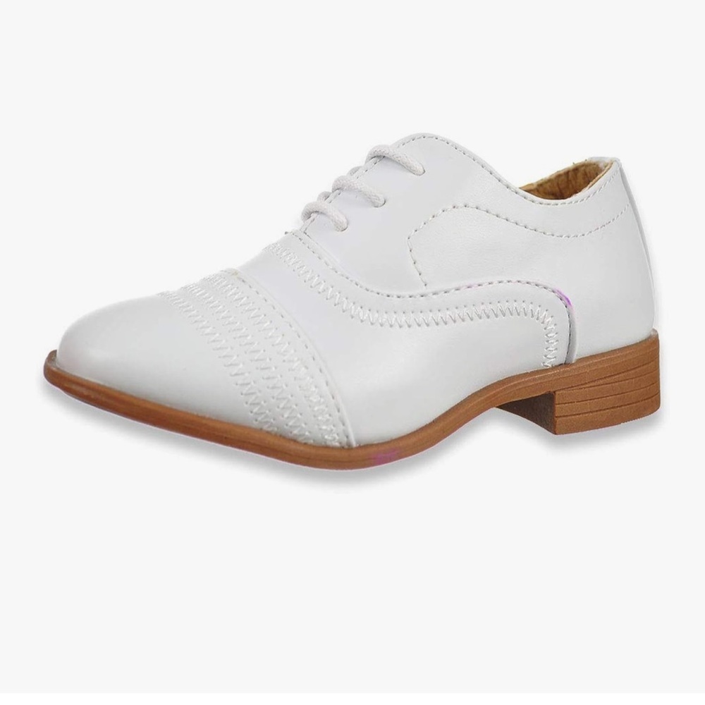 Jodano‎ Collection Boys' White Triple Stitch Dress Shoes 8